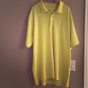 Bright yellow Under Armour golf shirt